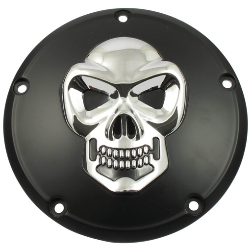 [500576] Skull Derby Cover 5-Hole, Black &amp; Chrome