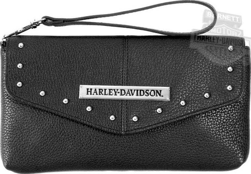 [WW0012L-BLACK] Large Leather Wristlet